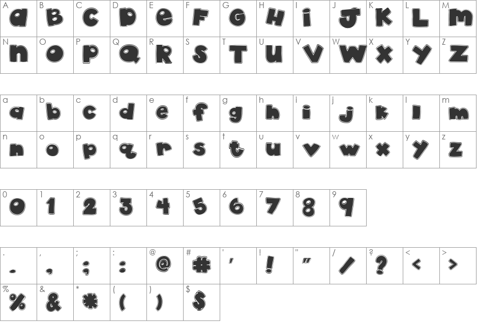 akaDylan Collage font character map preview
