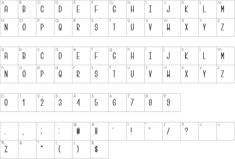 Centi font character map preview