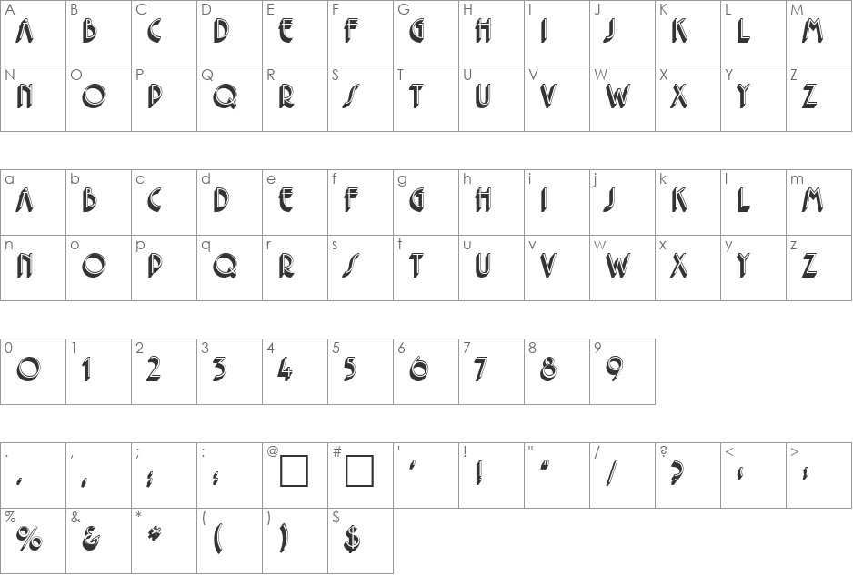 Centralpark font character map preview