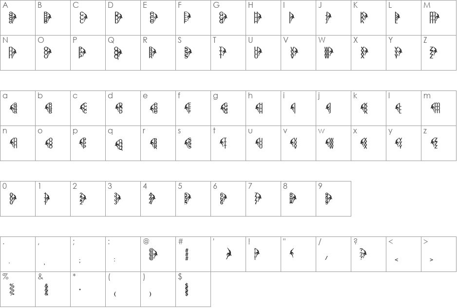 CentreClimbers font character map preview