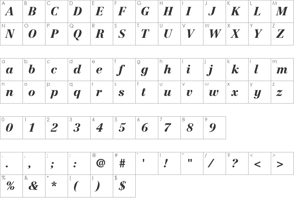 Century Reprise Black SSi font character map preview