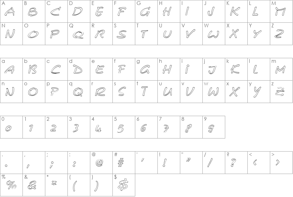 CerberixOutline font character map preview