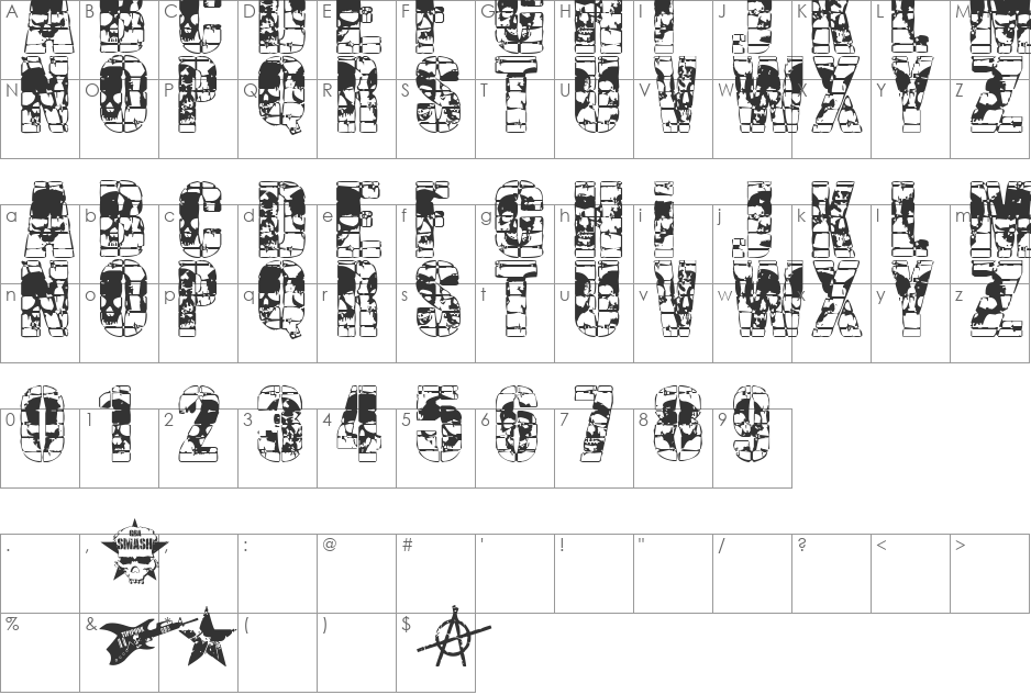 CERCA OF SKULLS font character map preview