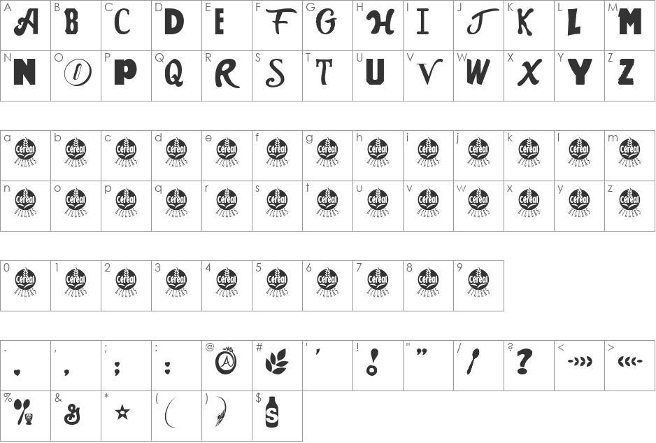CEREAL KILLERZ font character map preview
