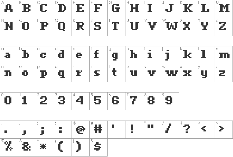 ceriph 07_65 font character map preview