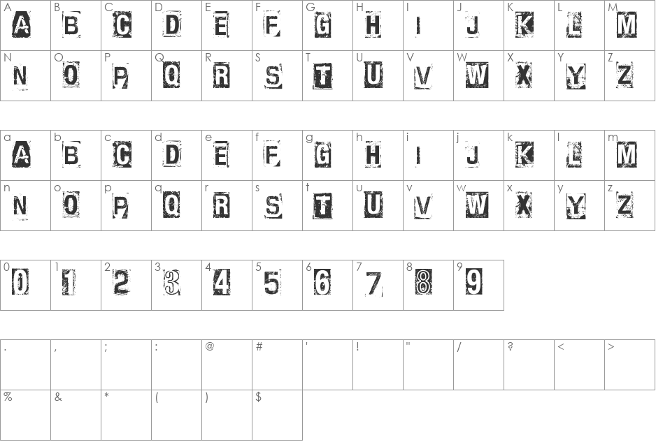 CF Anarchy font character map preview