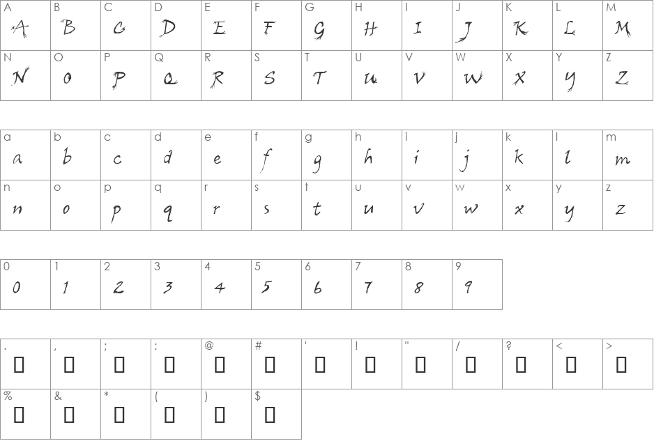 CF Arbre font character map preview
