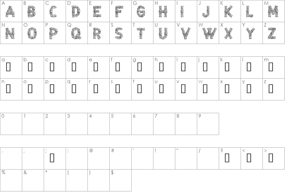 CF Azteques font character map preview