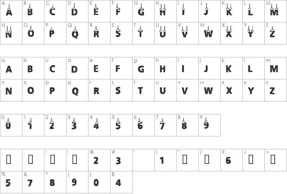 CF Christmas Letters font character map preview