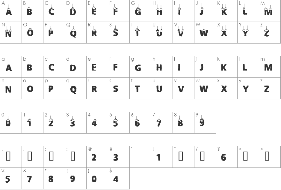 CF Chritsmas Letters font character map preview