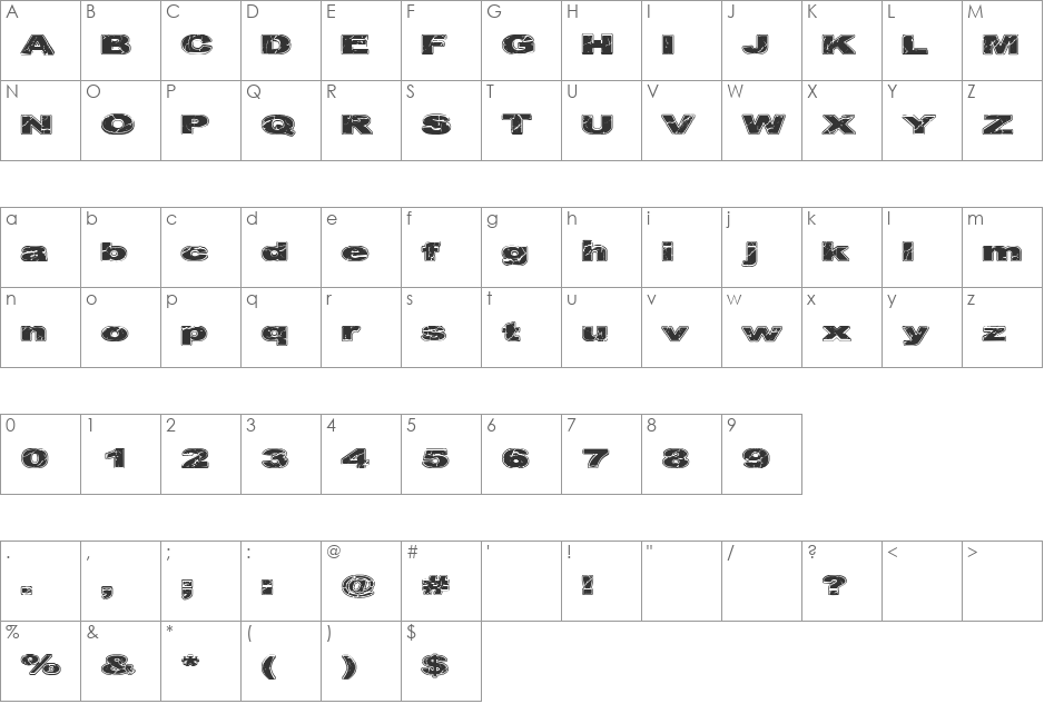 CF Cracked Stone font character map preview