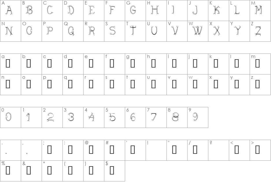 CF Dwarf font character map preview