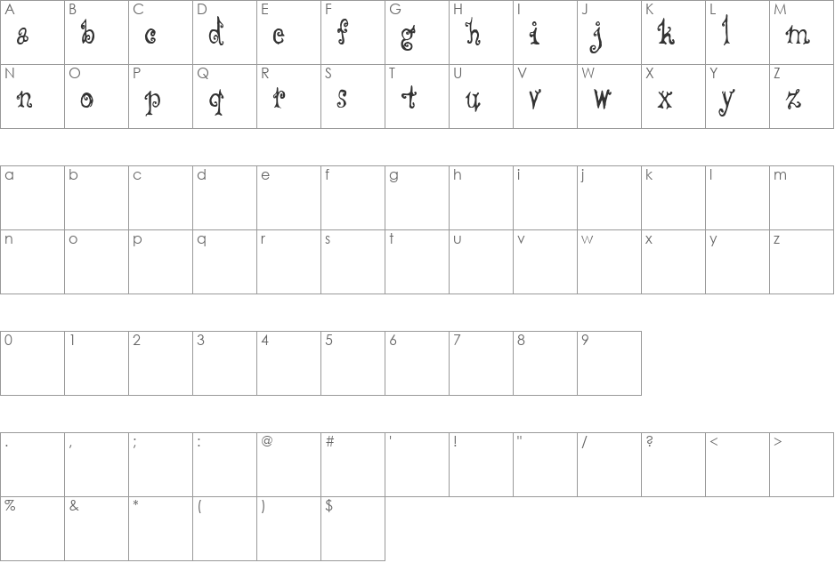 CF Fredo Style font character map preview