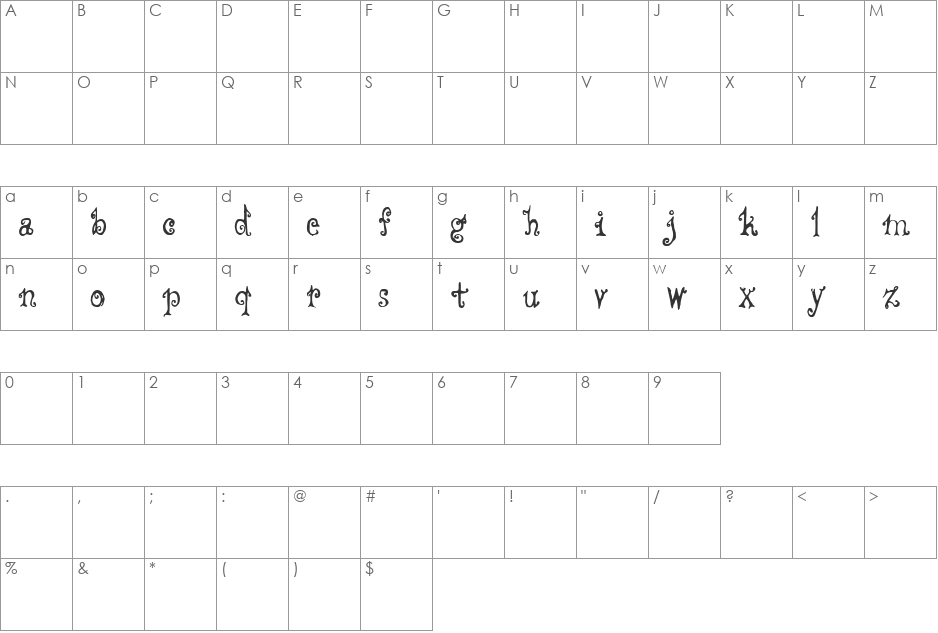 CF Fredo Style Demo font character map preview