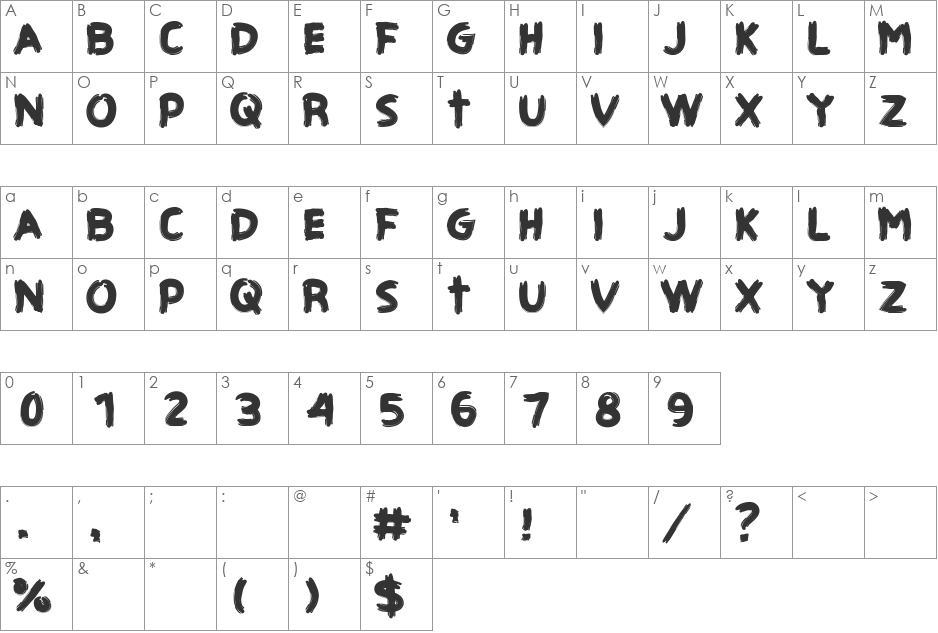 CF Haunted House font character map preview