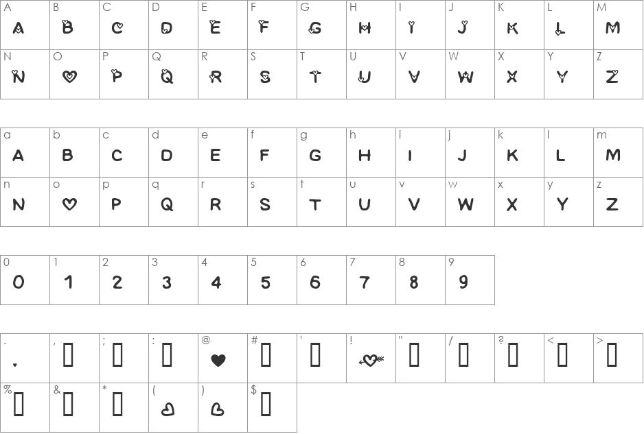 CF I love Montreal font character map preview