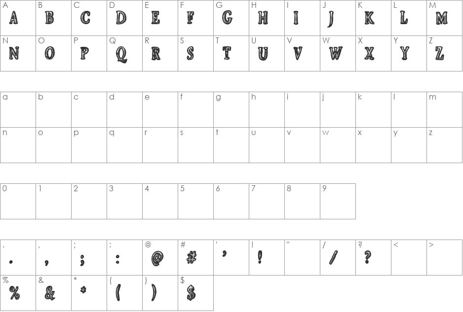 CF Jeans Collection font character map preview