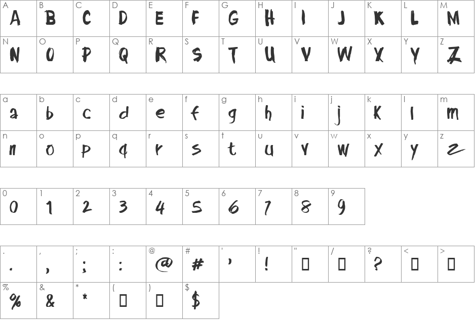 CF Midnight font character map preview