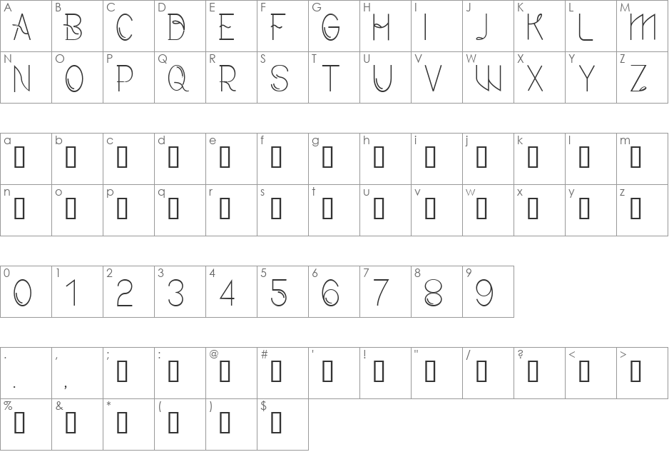 CF Modern 165 font character map preview