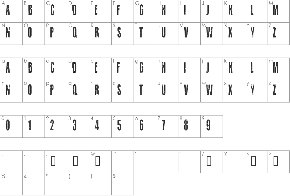 CF Old Lithography font character map preview