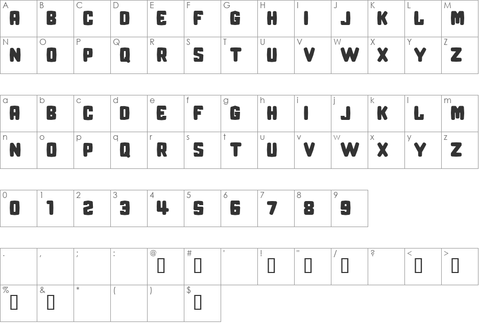CF Revenge font character map preview