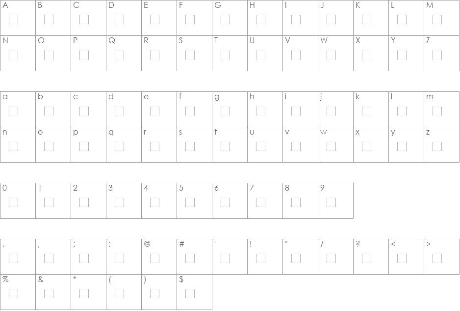AkiLines font character map preview