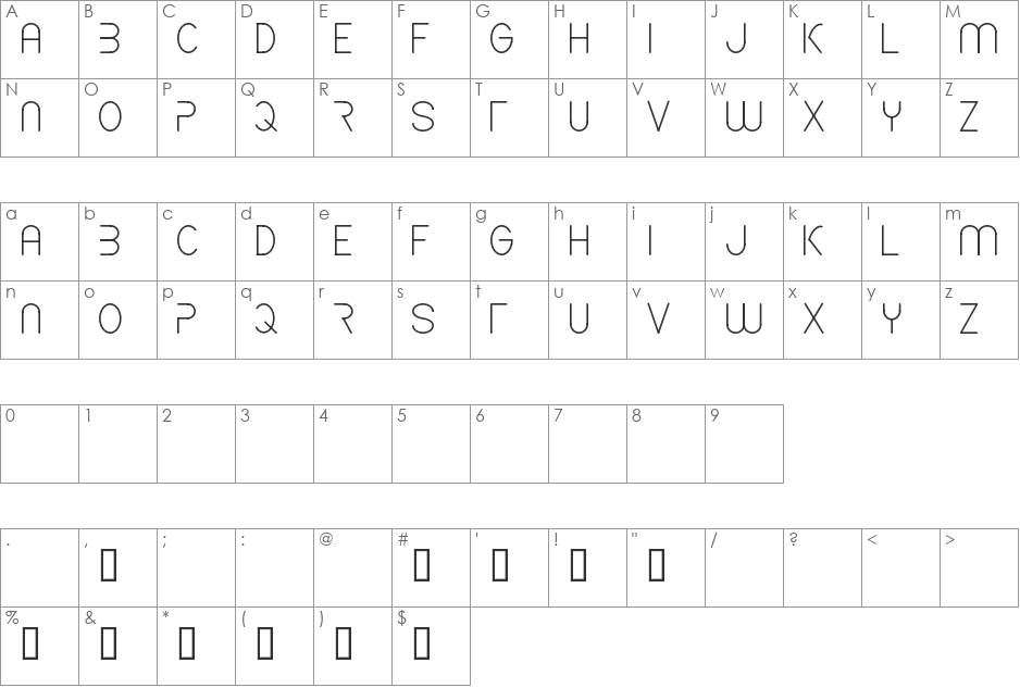 CF Spaceship font character map preview