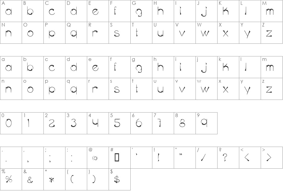 CFB font character map preview