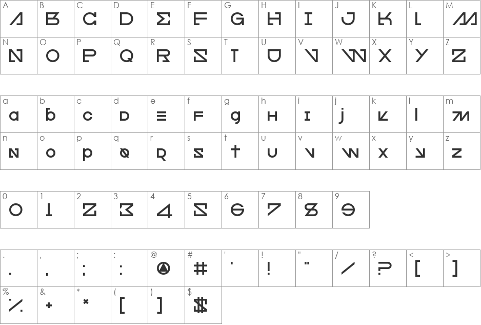 Cfour font character map preview