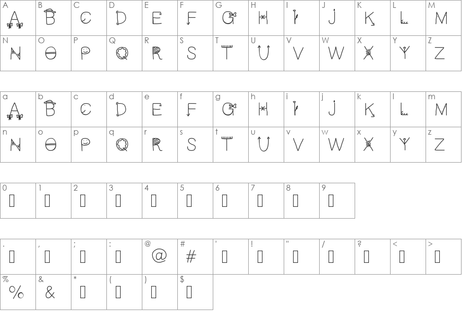 Cfun font character map preview