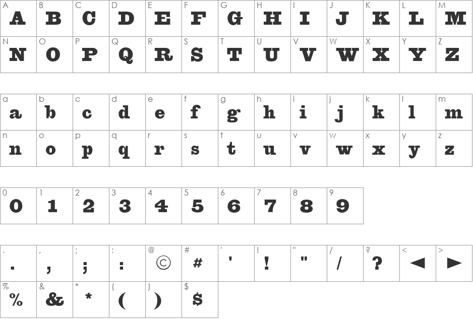 CgEgizianoBl font character map preview