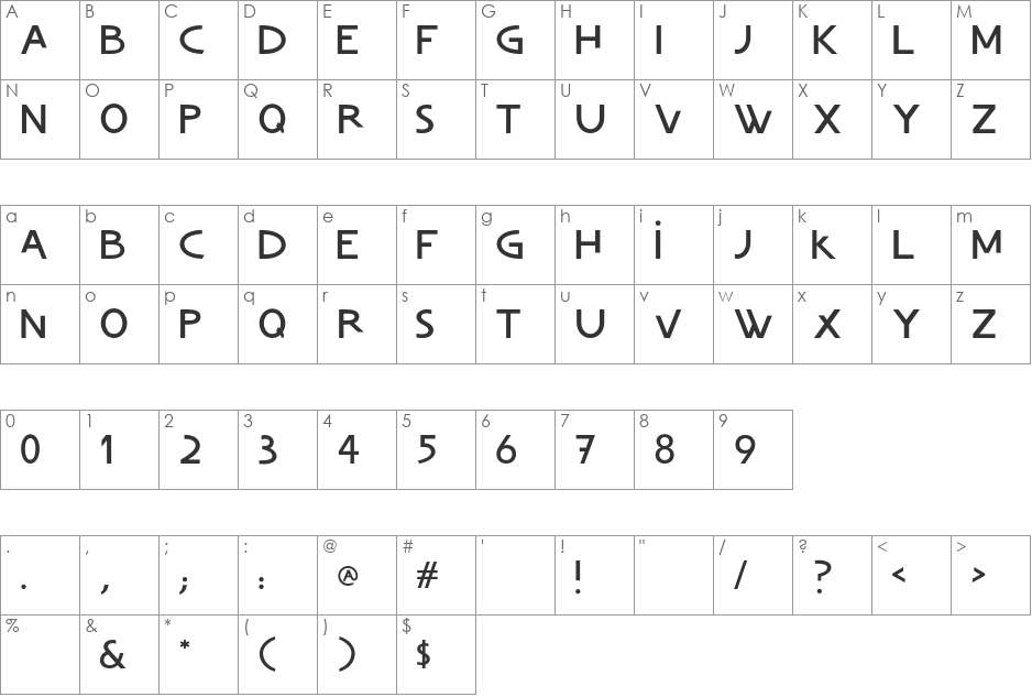 Ch. Vladica font character map preview