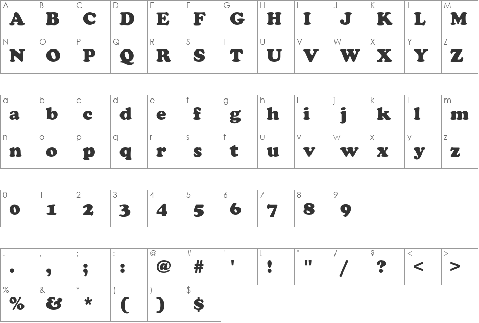 Chacey-Heavy font character map preview