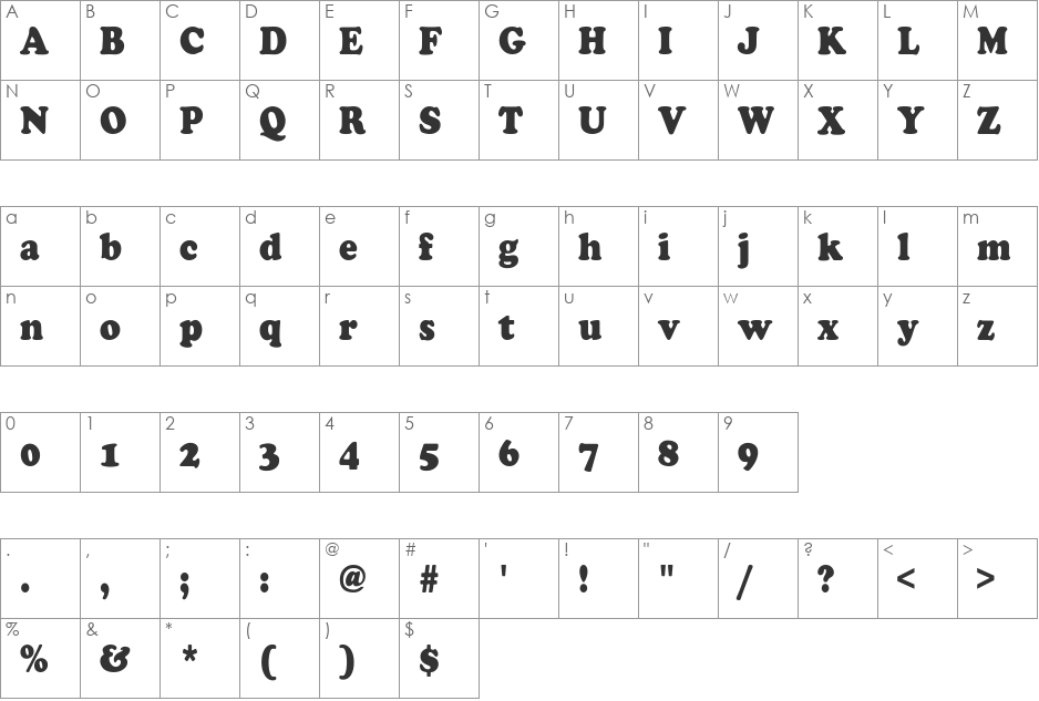 ChaceyCnd-Heavy font character map preview