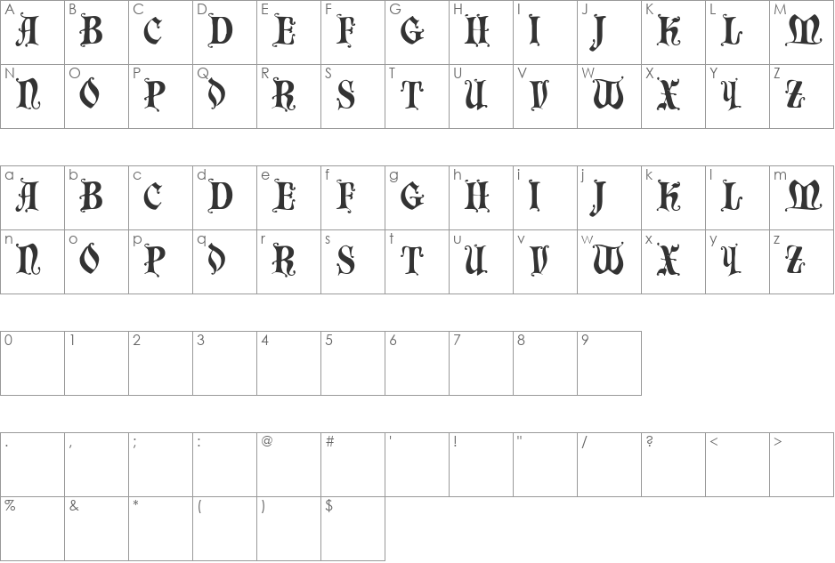Chaillot font character map preview