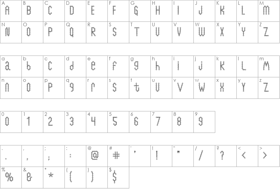 ChainFontOpen font character map preview