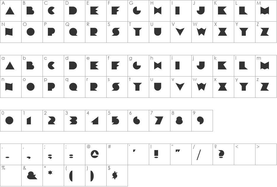 Chainsaw Geometric font character map preview