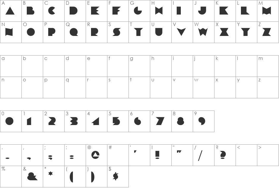 ChainsawGeometric font character map preview