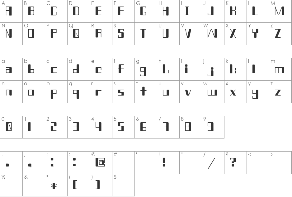 Chain_Reaction font character map preview