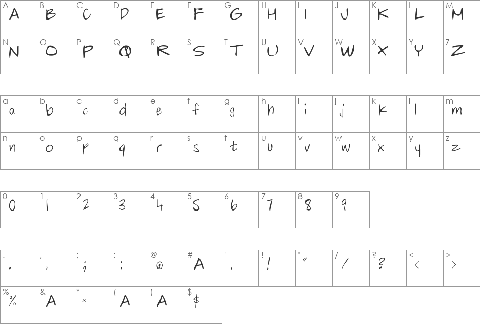 chalkie font character map preview
