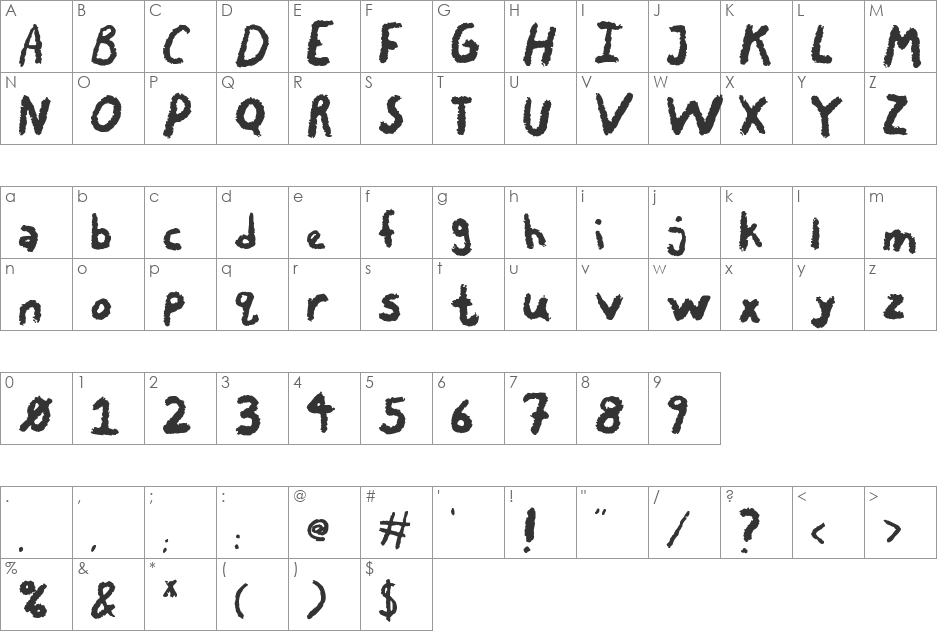 Chalky Chicken font character map preview
