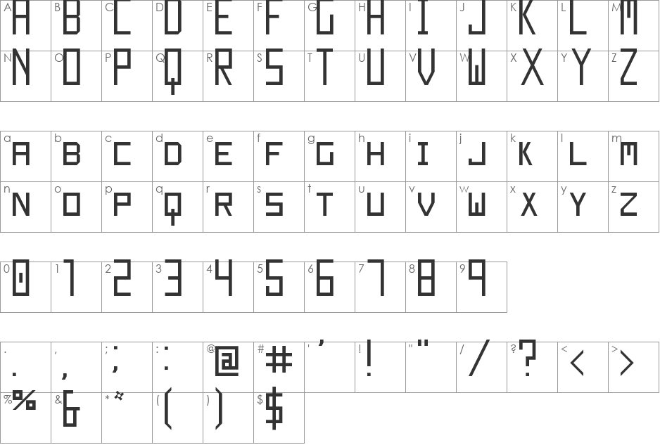Akron Shades NBP font character map preview