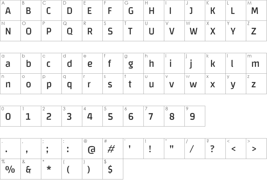 Changa font character map preview