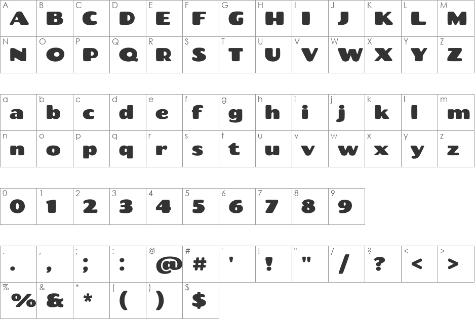 Chango font character map preview