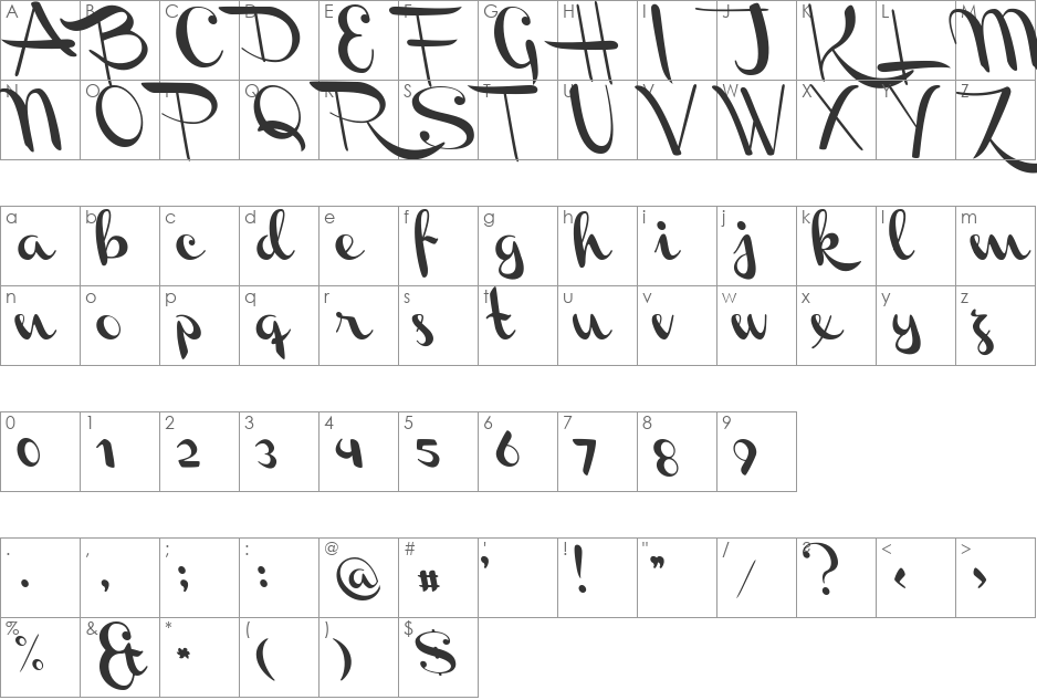 Channel Left-Slanted font character map preview