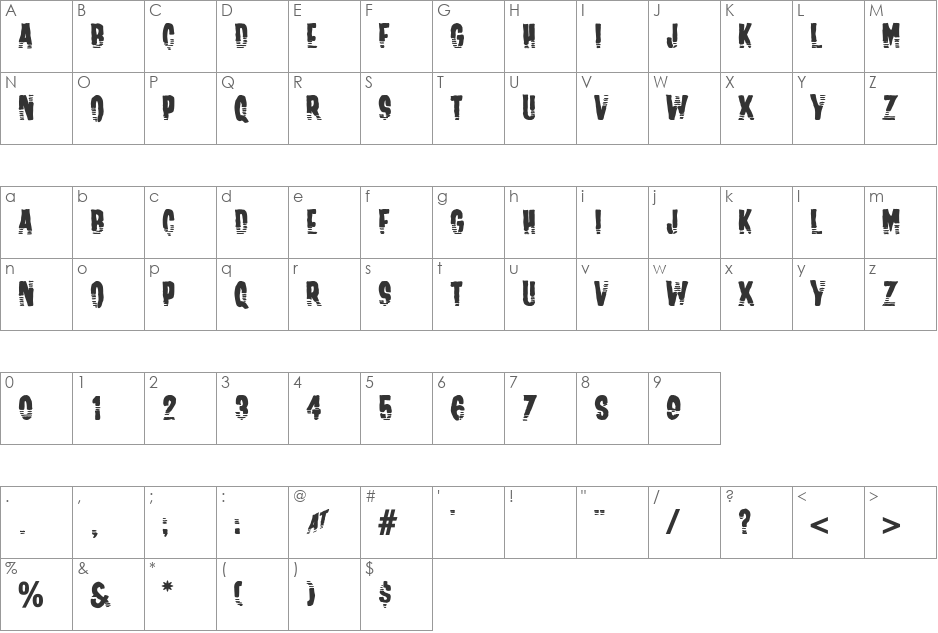 Channel Tuning font character map preview