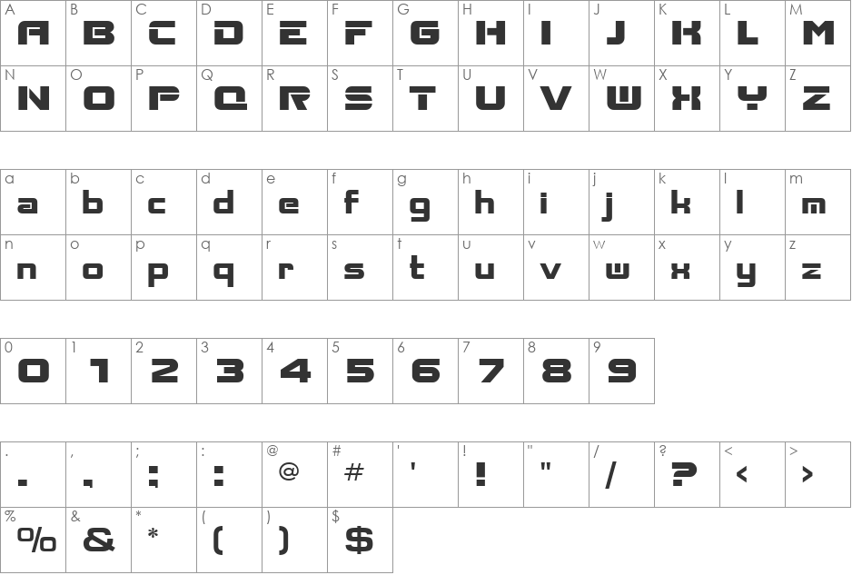 Aksent font character map preview