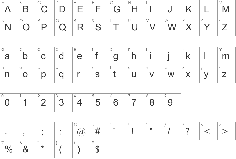 Akshar Unicode font character map preview