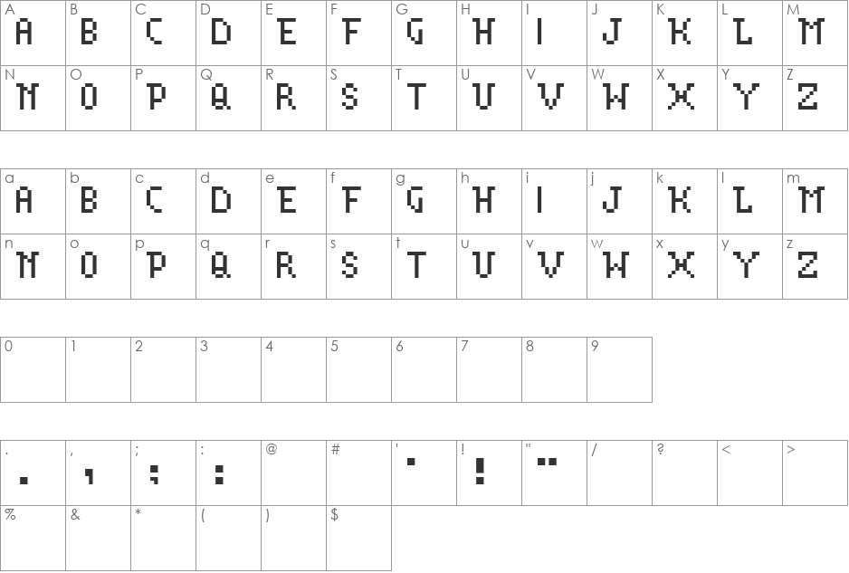 Chaos Engine font character map preview