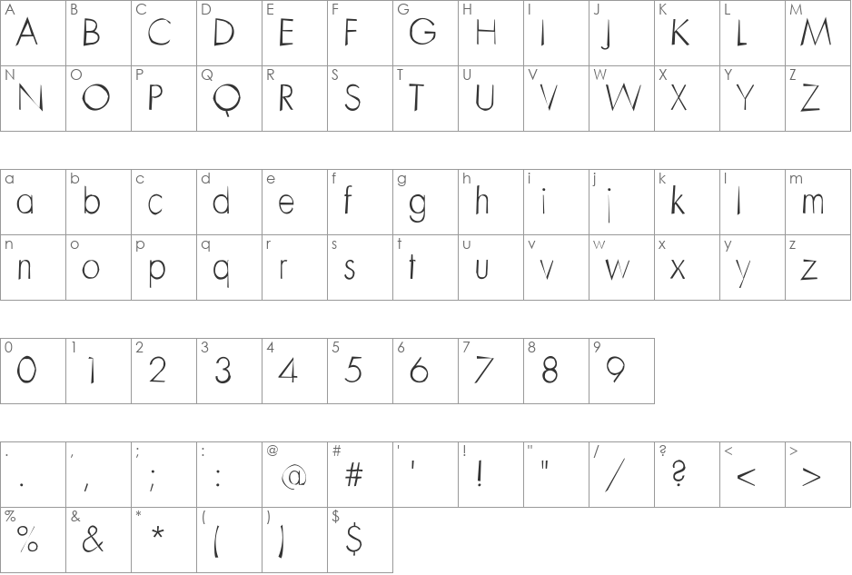 ChaosStripesCaps font character map preview